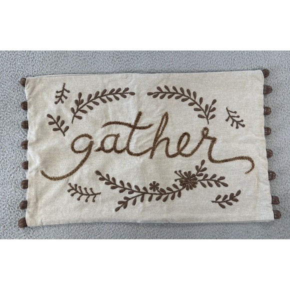 Pottery Barn Other - Pottery Barn Gather Lumbar Pillow Cover 16 x 26" Embroidered Thanksgiving Fall